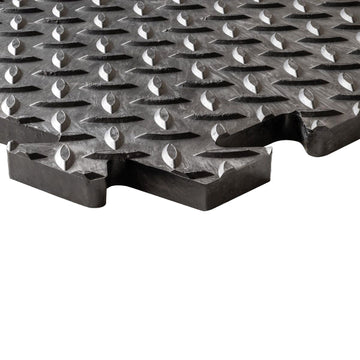 Heavy Duty Black Interlocking Anti-Fatigue Floor Tiles – 14mm Thick, Non Slip Surface
