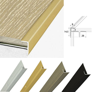 Anodised Aluminium Stair Nosing Trim 28 x 14.5mm – Edge Profile for 5mm LVT Steps