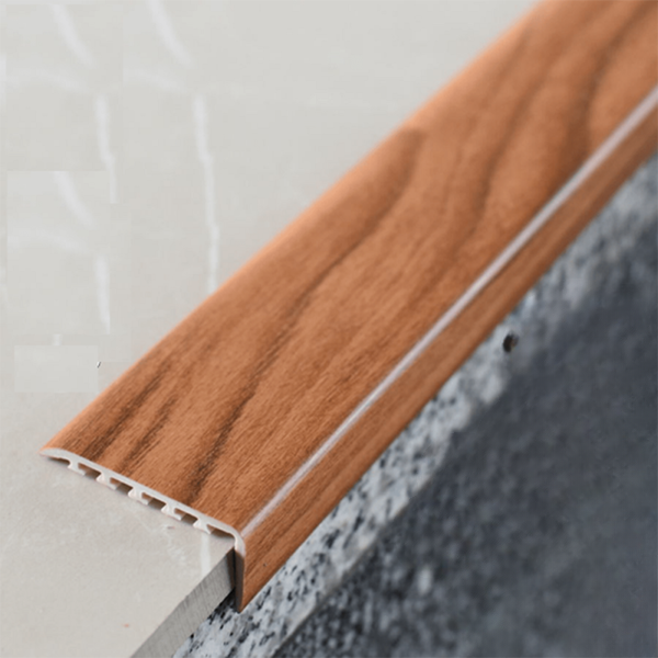 UPVC Wood Effect Stair Nosing 45 x 22mm β Straight Edge Trim