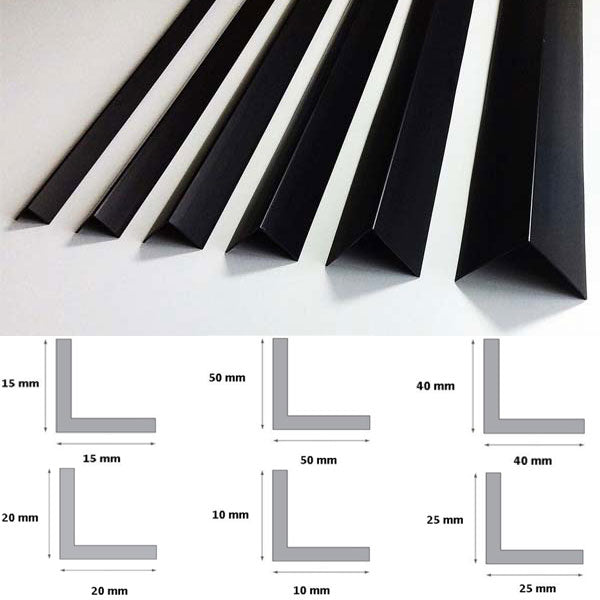 2.5m PVC Black Corner Trim – 90° Wall Edge Guard and Protective Profile