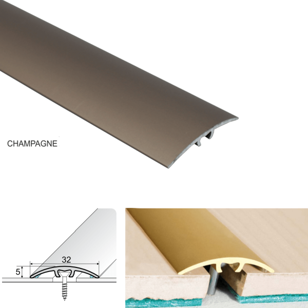 32mm Aluminium Threshold Bar β Slim Door Trim for Floor Connections in Wood, Laminate & Vinyl
