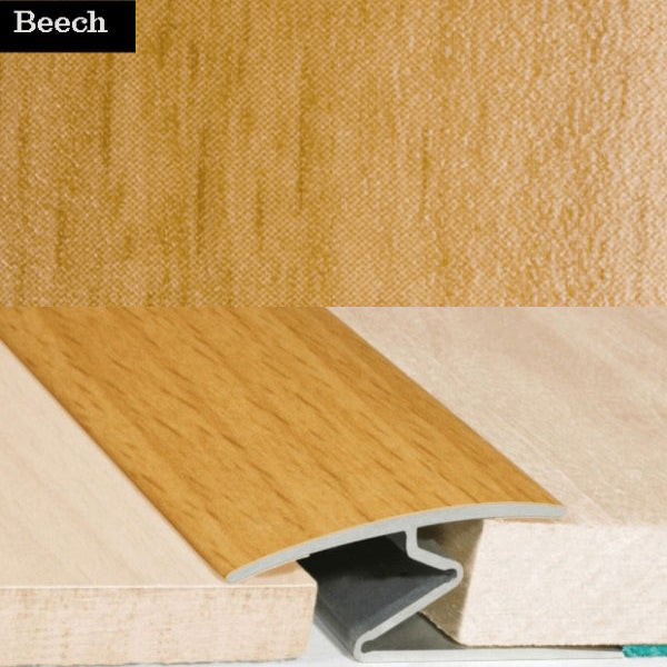 32mm Aluminium Z Ramp Threshold Strip β Wood Effect Floor Transition for Uneven Surfaces