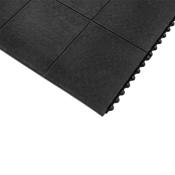 Modular Interlocking Floor Mat with Solid Top for Heavy Duty Protection - 25% Nitrile