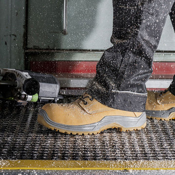 Heavy Duty Black/Yellow Rubber Anti Fatigue Mat with Domed Surface