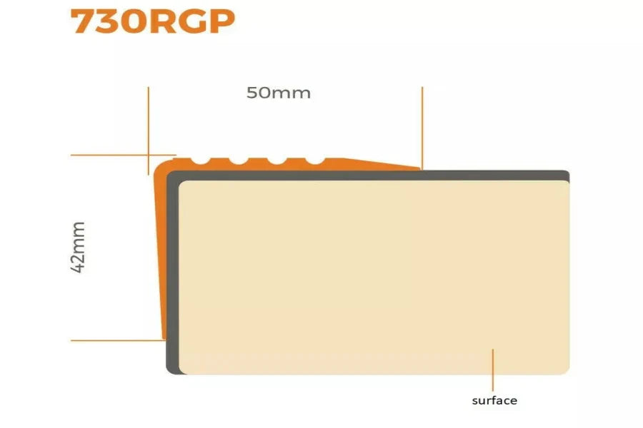 50mm x 42mm PVC Rubber Stair Nosing β Non-Slip Bullnose Profile β 1.18m Length β Flexible Edge Protection for Indoor Steps
