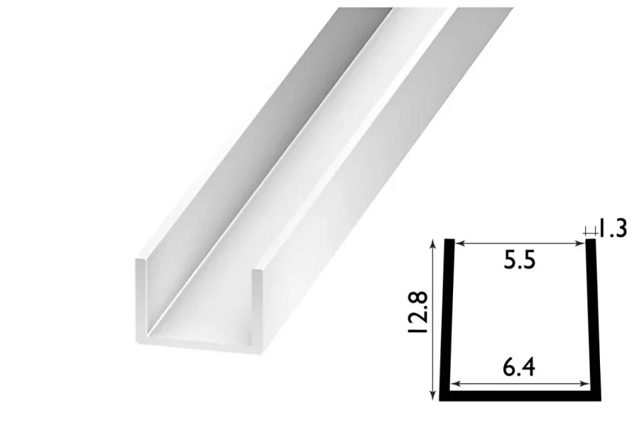 1m PVC U Channel Trim – Rigid Plastic Edge Protector for Panels & Boards
