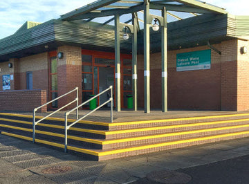 GRP Stair Nosing with Medium Grit Surface – 4mm Overlay Safety Cover for Slippery Steps