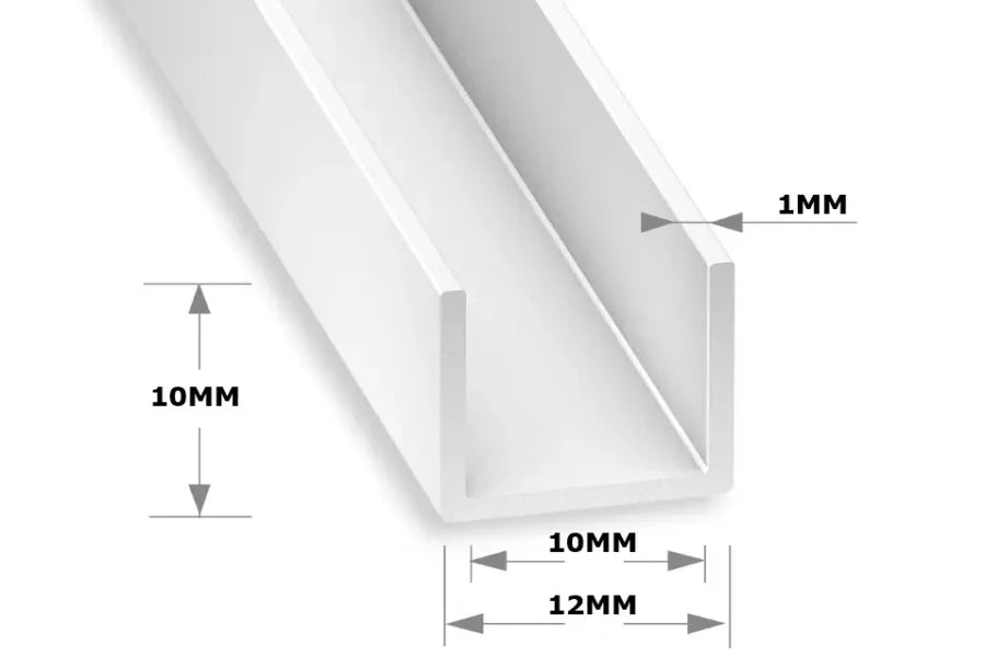 1m PVC U Channel Edge Trim – White Rigid Plastic Profile for Panels & Boards