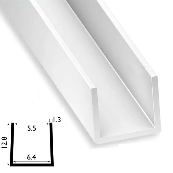 PVC U Profile Channel Trim in White & Black – 1m Square Edge Strip for Covering and Protecting Surfaces