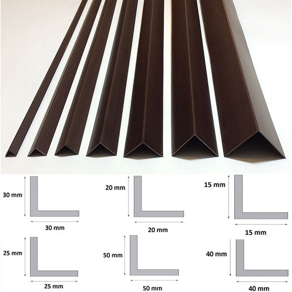 1m Brown PVC Corner Trim – 90° Angle Edge Guard for Walls, Panels & Furniture