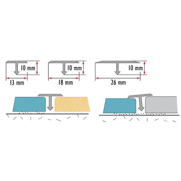 1m Aluminium T-Bar Threshold Strip – Floor Transition Profile for Wood, Laminate & Tile