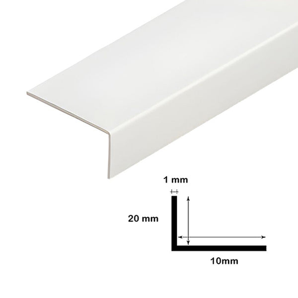 1m White PVC Unequal Angle Trim – 90° Corner Protector for Walls, Furniture & Edges
