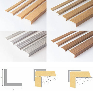 1m PVC Corner Trim with Wood Effect – Unequal 90° Angle Profile for Edge Protection