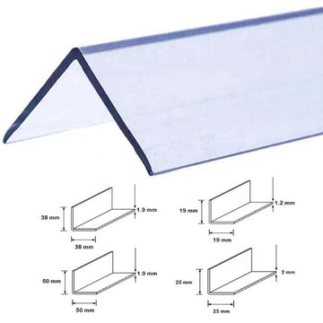 2.44m Transparent PVC Corner Trim – 90° Clear Edge Protector for Walls & Panels