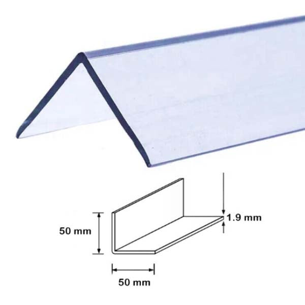 2.44m Transparent PVC Corner Trim – 90° Clear Edge Protector for Walls & Panels