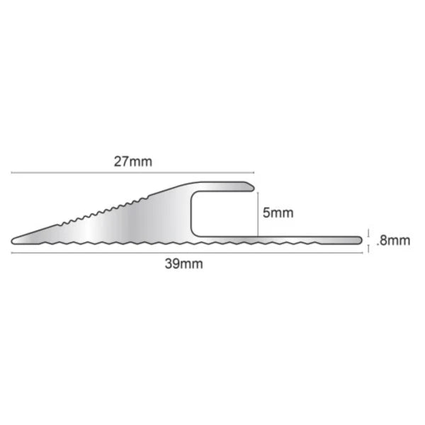 2.7m Aluminium LVT Floor Reducer Trim – Click Edge Threshold Profile
