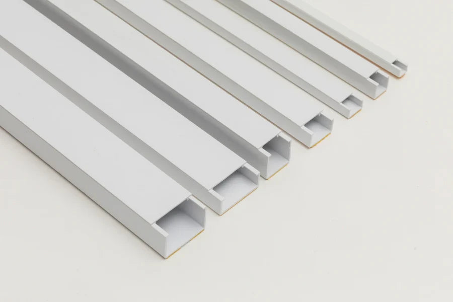 White Mini Cable Trunking – 1m & 2.44m Self-Adhesive PVC Wire Management Plastic Cover