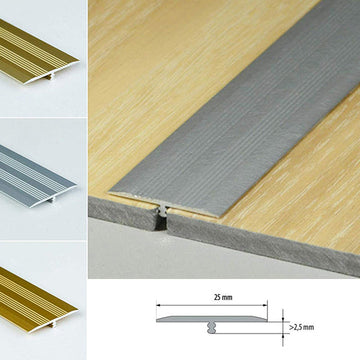 25mm Aluminium T-Bar Threshold Trim – Adhesive Floor Profile for LVT Connections