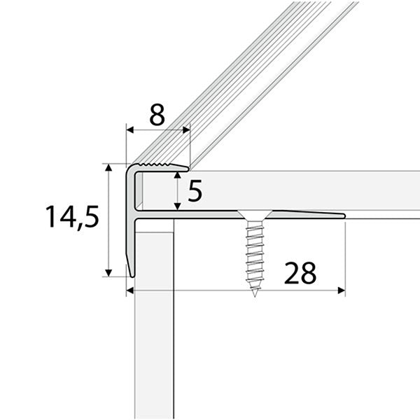 Anodised Aluminium Stair Nosing Trim 28 x 14.5mm – Edge Profile for 5mm LVT Steps