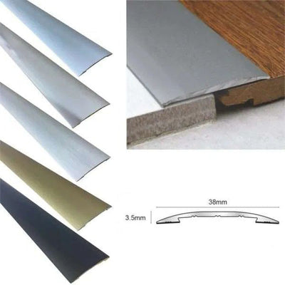 38mm Anodised Aluminium Euro Cover Strip – Self Adhesive Threshold Trim for Smooth Floor Connections