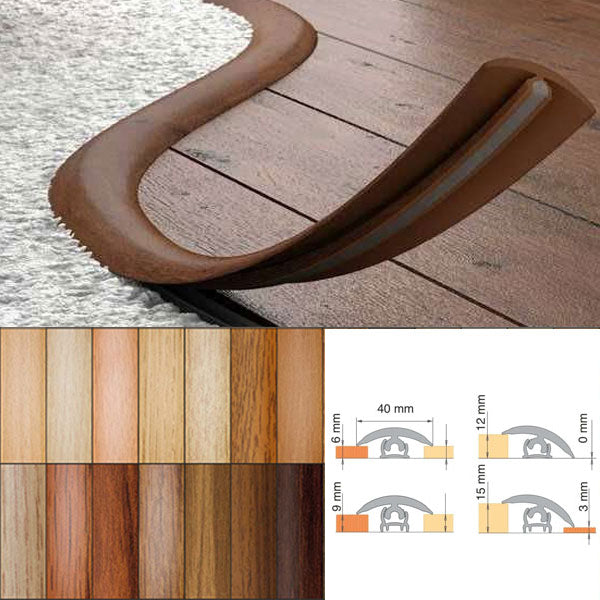 40mm Flexible PVC Threshold Strip – Curved & Straight Floor Transition Profile