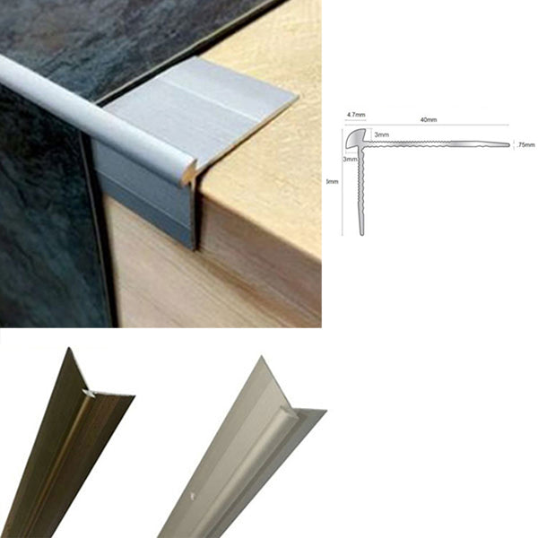 40 x 26mm Aluminium Stair Nosing – Outer Corner Profile for 3mm LVT Flooring