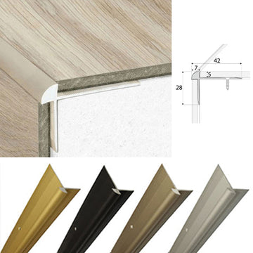 42 x 28mm Aluminium Stair Edge Trim – Outer Corner Nosing for 5mm LVT Floors