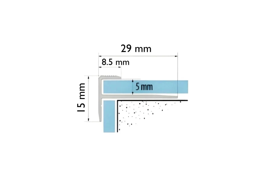 Aluminium Outer Corner Stair Nosing Edge Trim For 5mm LVT Flooring (Silver, Gold, Champagne – 900mm)