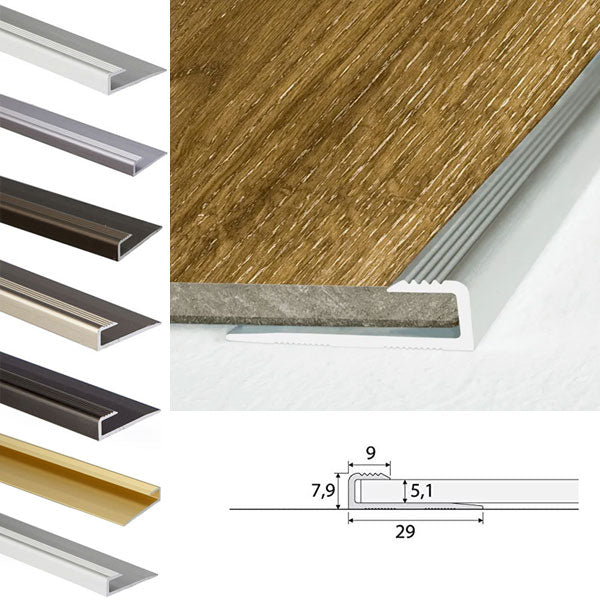 Aluminium U-Edging Trim – Screw Fix Profile for 5mm LVT Floor Edges