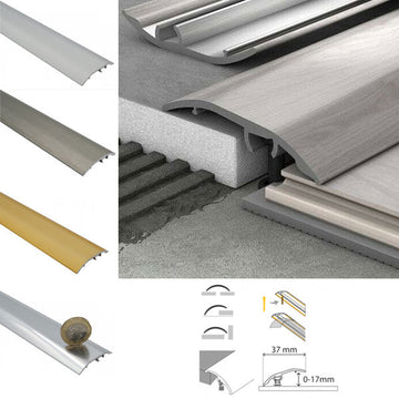 37mm Anodised Aluminium Floor Transition Trim – Self Adhesive Adjustable Door Bar