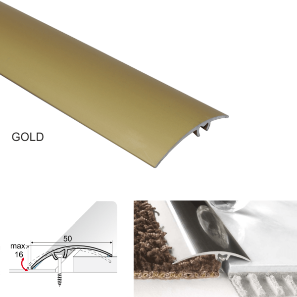 50mm Anodised Aluminium Threshold Bar – Heavy Duty Door Trim for Floor and Carpet Connections