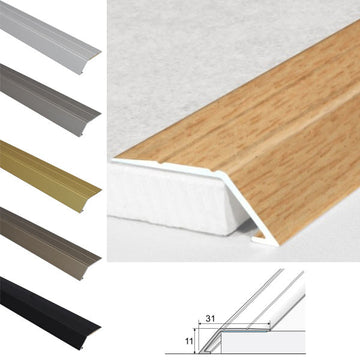 31mm Anodised Aluminium Ramp Threshold Trim – Self Adhesive Floor Transition Strip