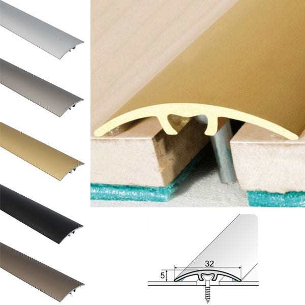 32mm Aluminium Threshold Bar – Slim Door Trim for Floor Connections in Wood, Laminate & Vinyl