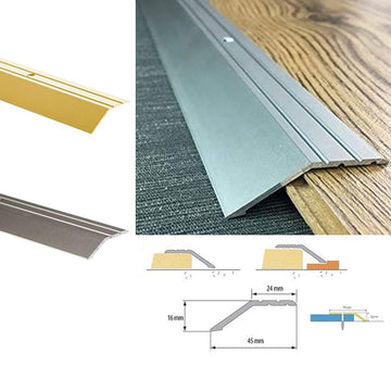1m Anodised Aluminium Ramp Threshold Trim – Floor Edge Profile for Uneven Surfaces