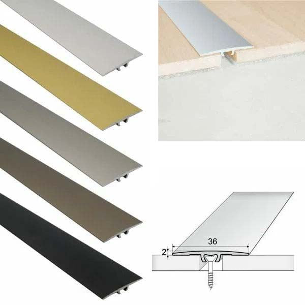 36mm Anodised Aluminium Flat Threshold Strip – Floor Transition Profile for Same-Level Surfaces