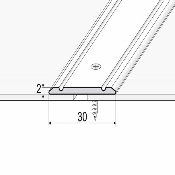 30mm Anodised Aluminium Flat Threshold Trim – Screw Fixed Door Bar for Floor Transitions