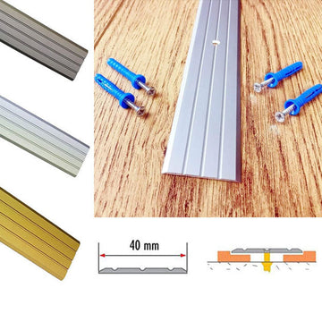40mm Aluminium Threshold Strip – Floor Transition Profile with Pre-Drilled Holes