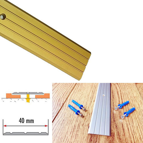 40mm Aluminium Threshold Strip – Floor Transition Profile with Pre-Drilled Holes