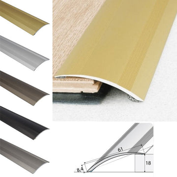 61mm Anodised Aluminium Ramp Threshold Trim – Self Adhesive Floor Transition for Uneven Levels