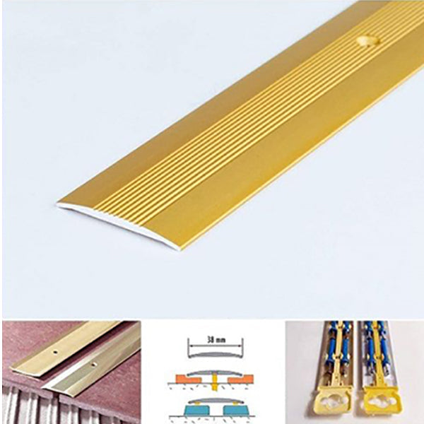 38mm Anodised Aluminium Floor Cover Strip – Wide Grooved Threshold Bar for Same Level Transitions