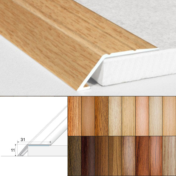 31mm Aluminium Ramp Threshold Strip – Self Adhesive Wood Effect Floor Transition