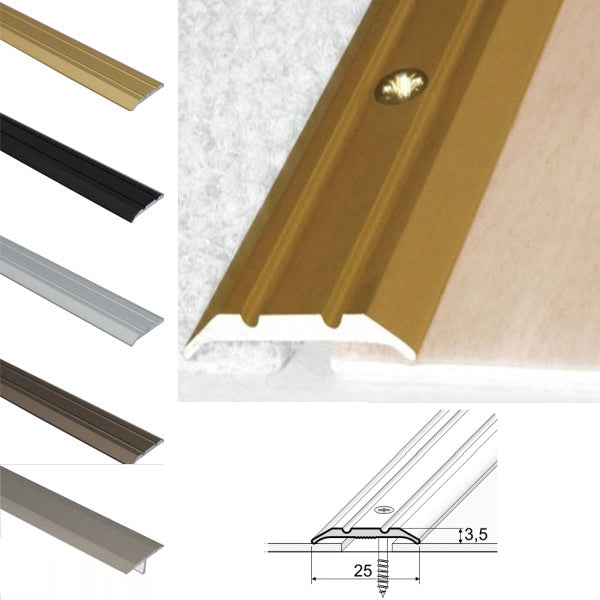 25mm Anodised Aluminium Flat Threshold Strip – Door Trim for Floor Connections