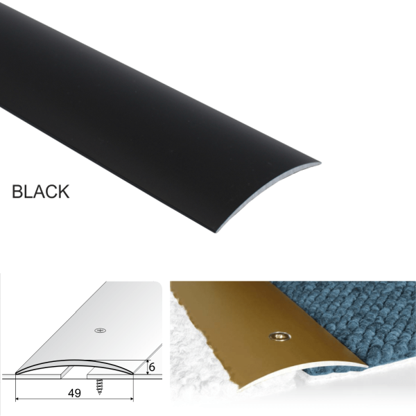 49mm Anodised Aluminium Flat Threshold Trim – Screw Fix Floor Transition for Wood, Carpet & Tile