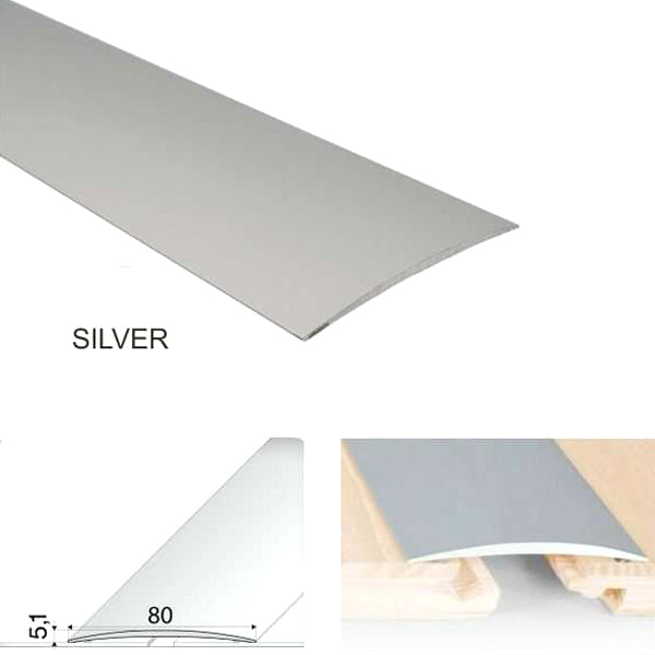 80mm Anodised Aluminium Threshold Strip – Self Adhesive Floor Joining Profile