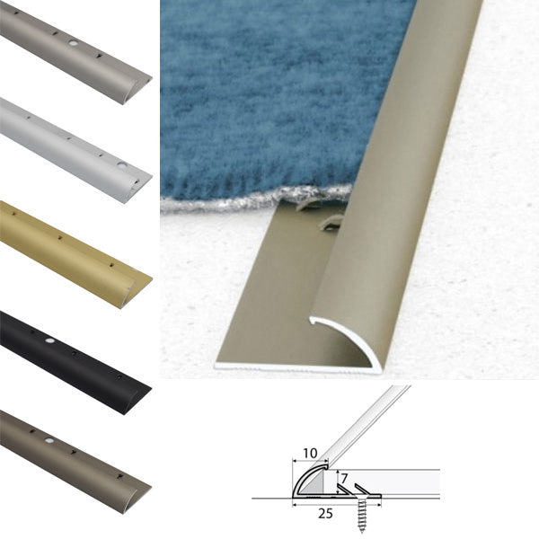 10mm Anodised Aluminium Carpet Edge Trim – Floor Transition Profile for Carpet to Hard Surfaces