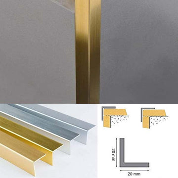 PVC Corner Trim 20 x 20mm – 90° Edge Protector in Gold or Silver Finish for Walls & Panels