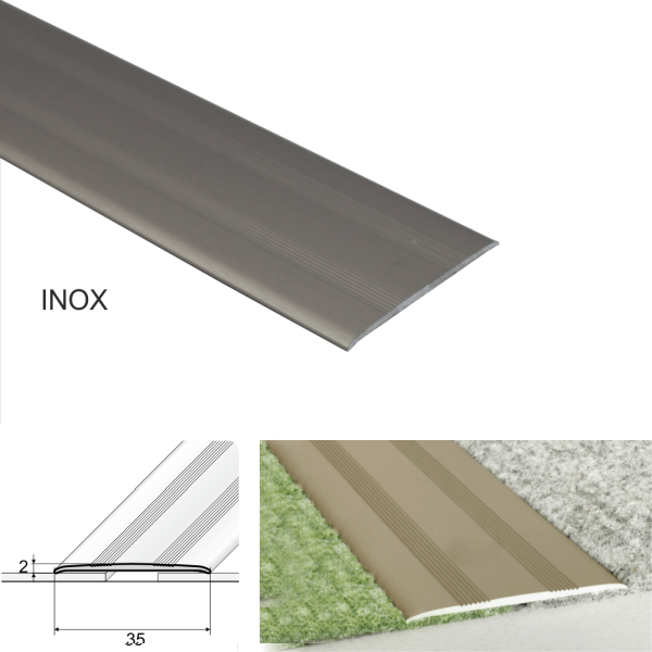 35mm Self Adhesive Aluminium Flat Threshold Trim – Low Profile Floor Edge Connector
