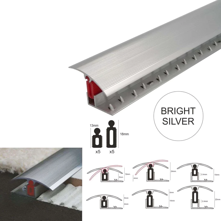 40mm Adjustable Aluminium Door Threshold Strip - Multi-Height Transition with Easy Clip System
