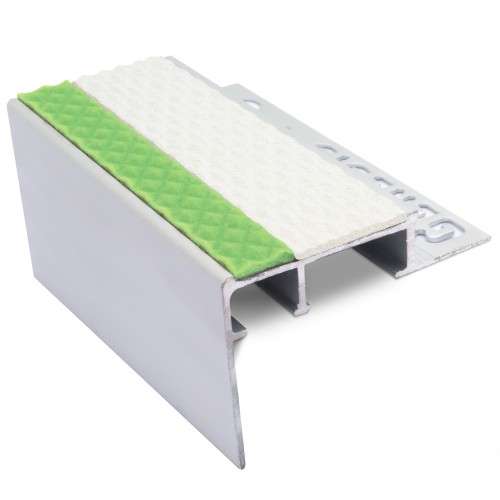 Heavy Duty Tile-In Tredsafe Aluminium Stair Nosing 56 × 55mm – Non-Slip Insert for 10mm & 12.5mm Floors