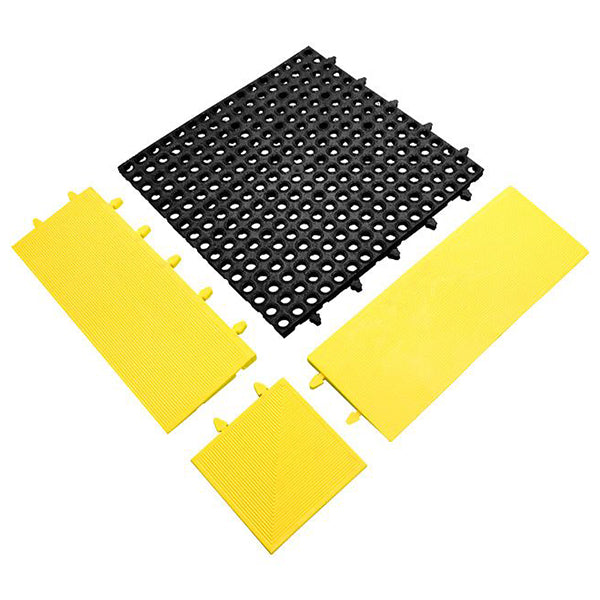 Heavy Duty Non Slip Interlocking Floor Tiles - Black/Yellow